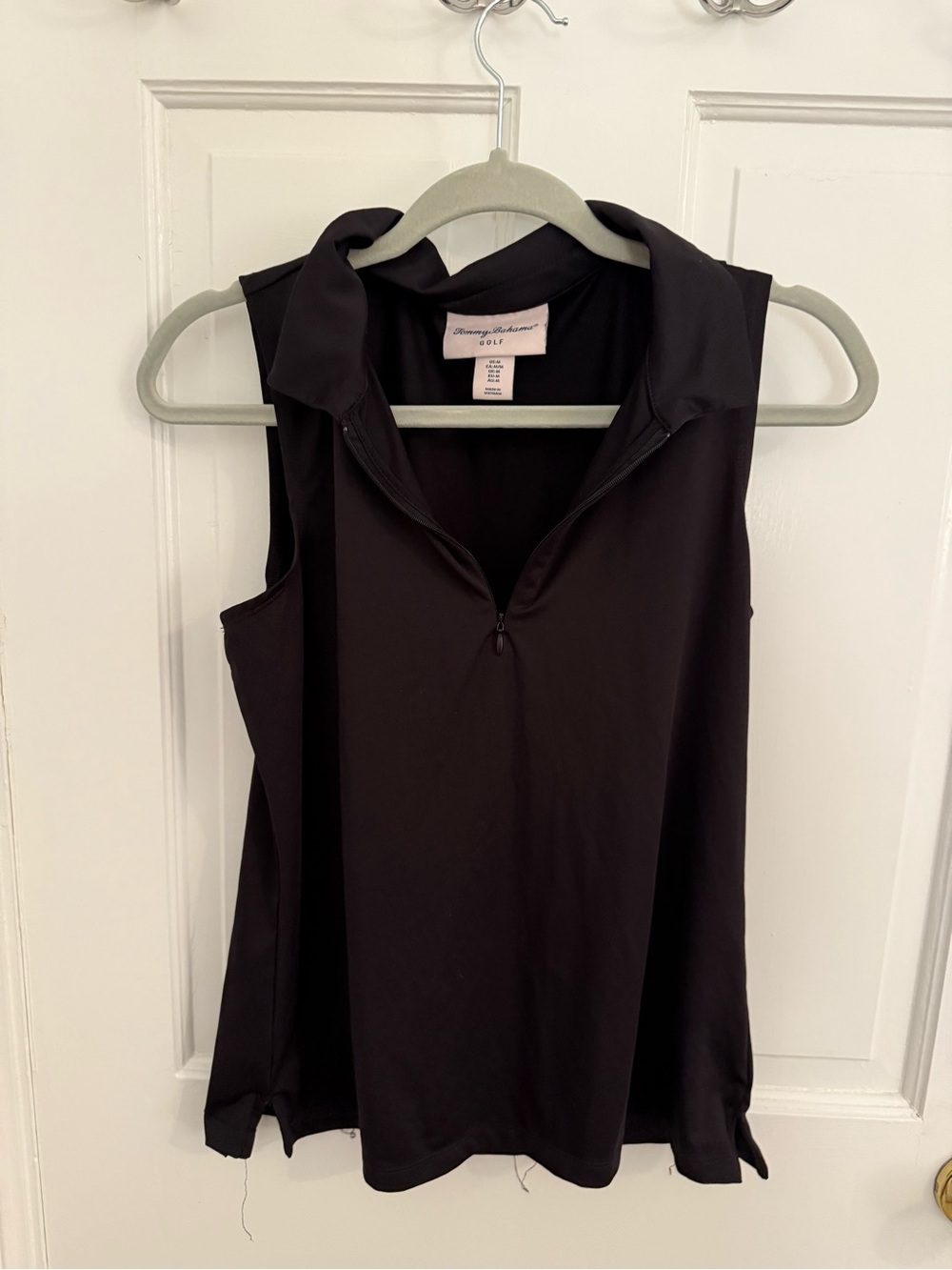 Tommy Bahama Sleeveless Black Polo Zip-Up Top - Women